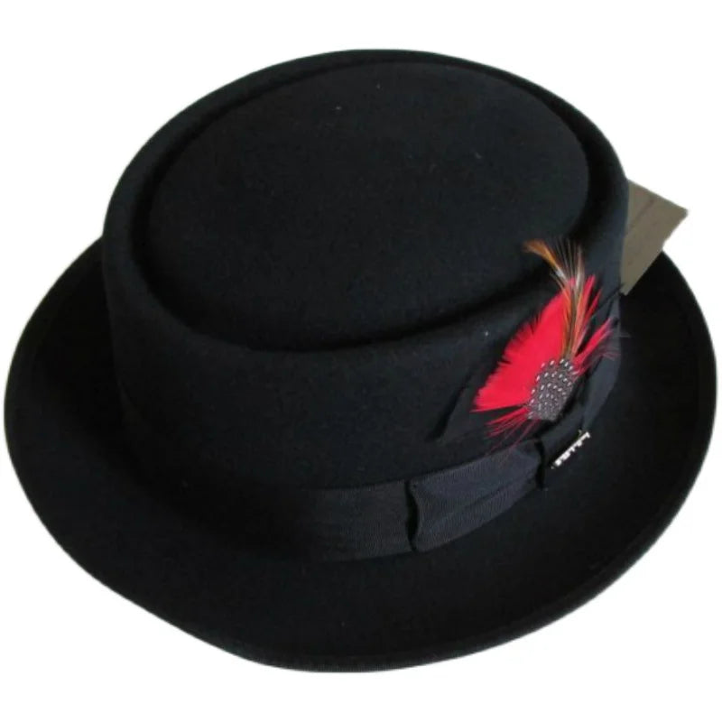 R187 Unisex Wool Hats with Custom Logo Short Brim Felt Top Hat for Men Party Casual