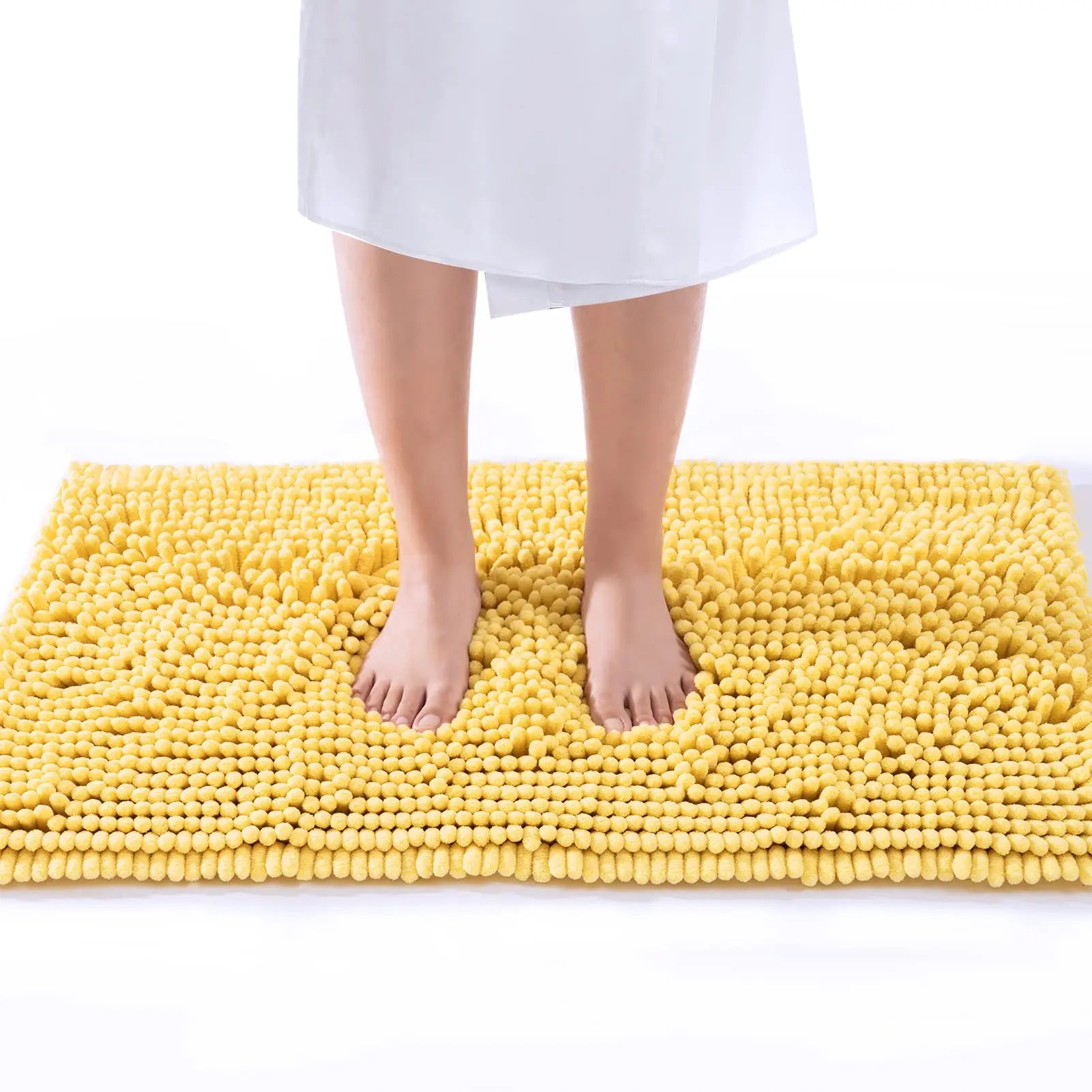 Soft Chenille Bath Rug Extra Absorbent Microfiber Shag Bath Mat Anti-slip Washable Plush Carpet for Bathroom Floor Decor