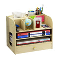 Multi-function Office Desk Organizer with Drawer Wooden Office Drawer Organizer Desktop