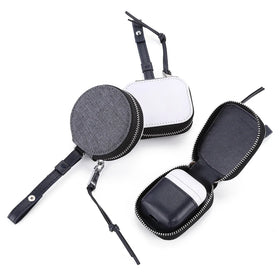 Custom Printed PU Canvas Earbuds Sublimation Small Earphone Case
