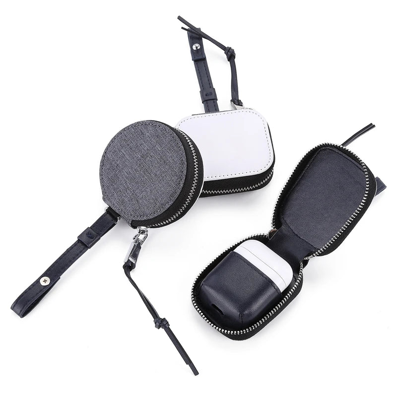 Custom Printed PU Canvas Earbuds Sublimation Small Earphone Case