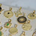Wholesale Natural Stone Devil Eyes Pendant Necklace Bling Diamond Love Stainless Steel Moon Star Diy Necklace