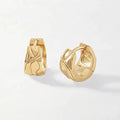 LOZRUNVE 2023 Simple French Design 18k Gold Texture Bold Huggie Hoop Earring Jewelry