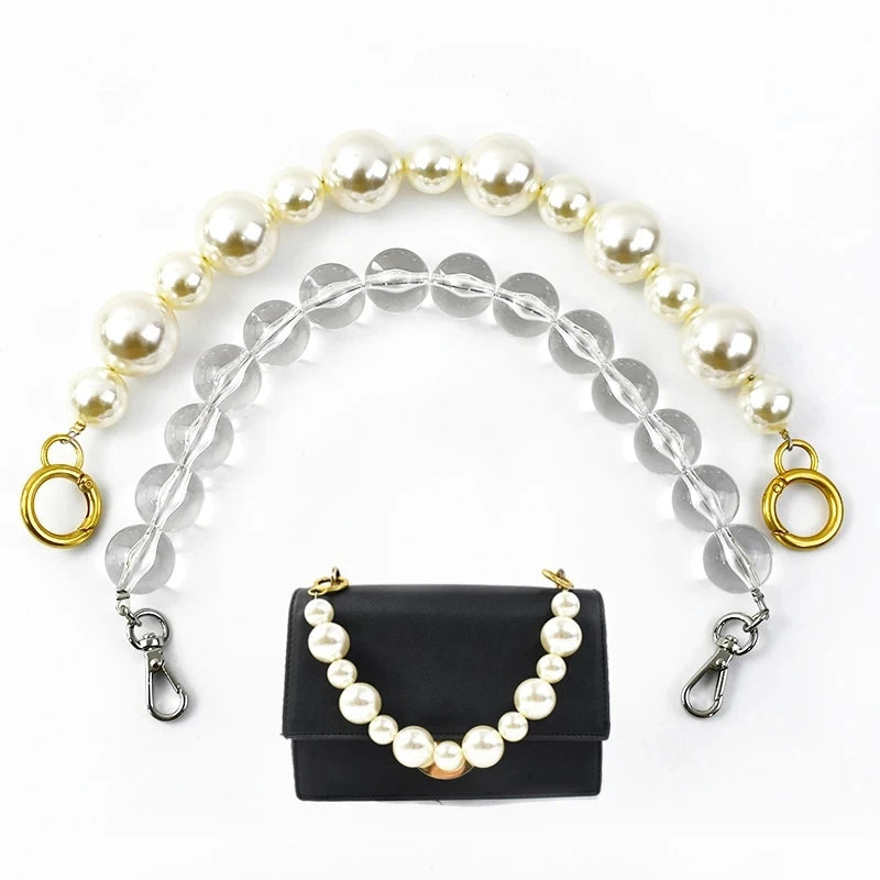 Meetee H-J487 Lady Handbag Acrylic Pearl Chain Strap Bead Resin Bag Chain