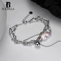 ICEBELA Jewelry Korean Hand Made 925 Sterling Silver Baroque Pearl Bracelet Female White Gold Woven Winding Bracelet
