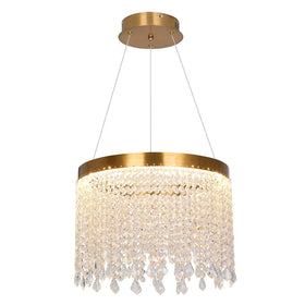 Modern LED Crystal Chandelier Luxury Iron Gold Living Room Creative Tassel Pendant Lamp