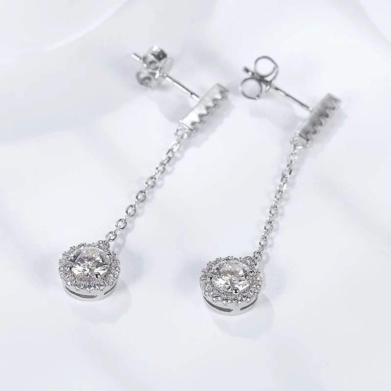 0.5/1ct Moissanite Round Shape Drop Earrings Sterling Silver Earrings 925 Silver Designs Beautiful Earring for Women