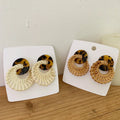 New Trendy Summer Beach Exaggerated Big Circular Straw Acrylic Rattan Earrings for Women