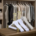 Wholesale Custom Wooden Hangers with Gold Hook White Finish Single Tier for Wardrobe or Bathroom