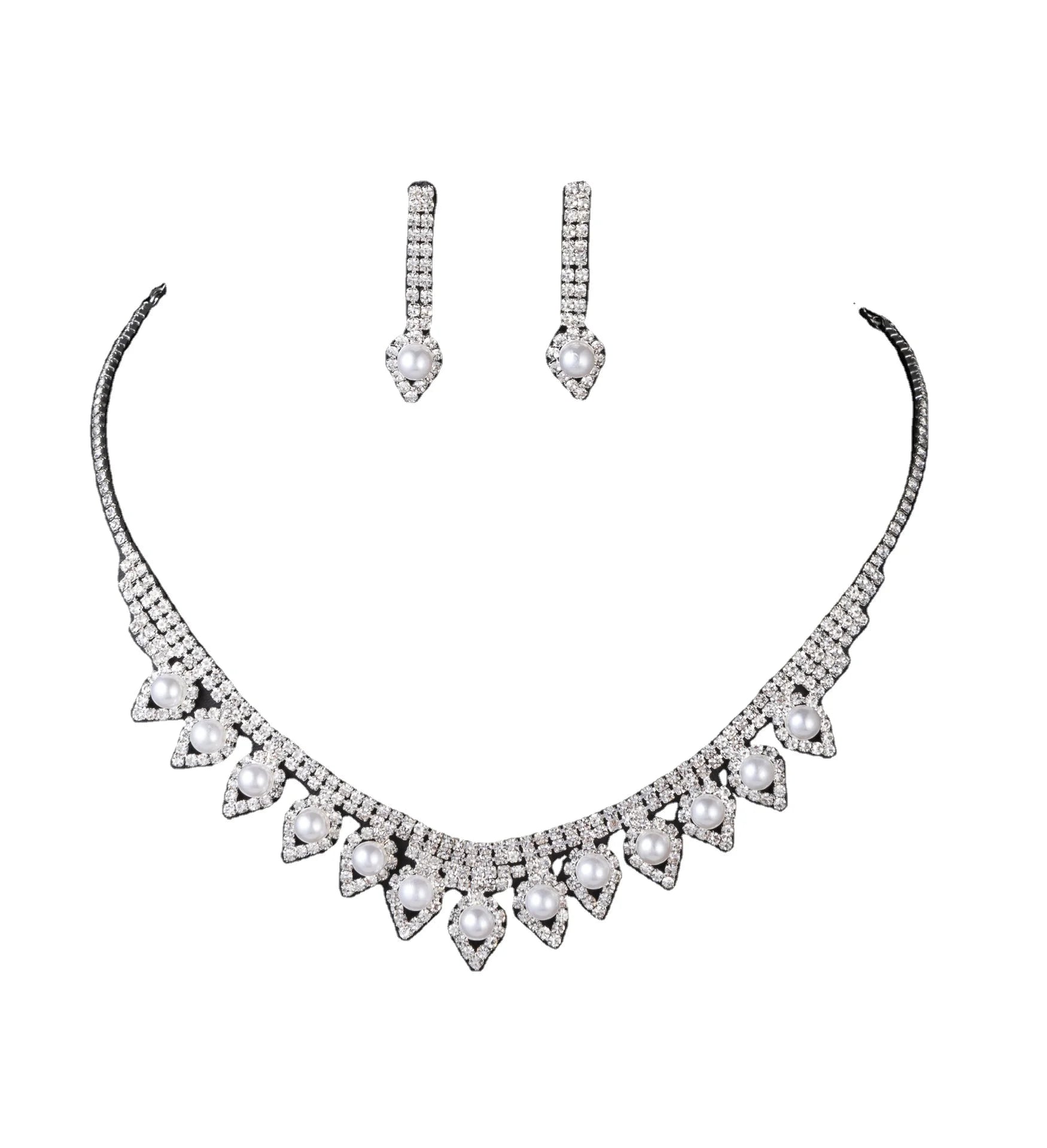 Women's Wedding Bridal Jewelry Set for Brides Bridesmaids Pearl Necklace Dangle Earrings Set for Prom Party