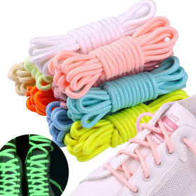 4mm Round Luminous Polyester Shoelaces Glowing in the Night Flat Replacement 100/120/150cm
