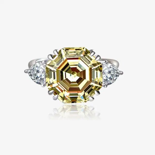 Classic Style Octagonal Solitaire Round CZ Engagement Wedding Band Ring for Gift Party Anniversary