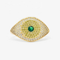 LOZRUNVE Turkish Jewelry Custom Silver 925 Chic Style Hip Hop Pave CZ Stone Big Evil Eye Ring