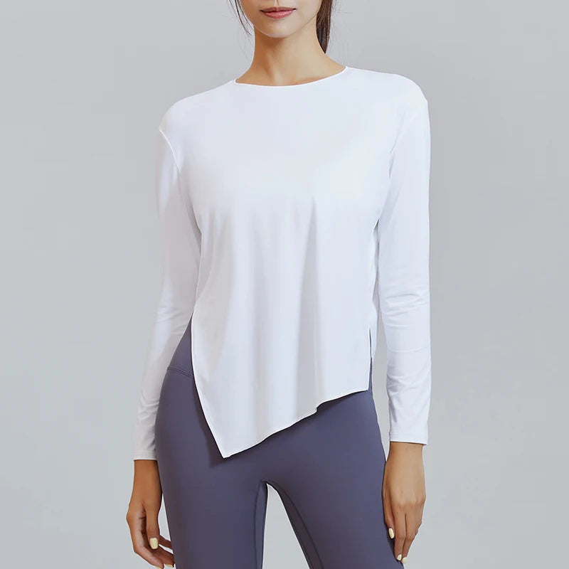 Soft Womens Long Sleeve Yoga Tops Wholesale Girls Workout Sports Shirt 85% Nylon 15% Spandex Fitness Active Wear T Shirt