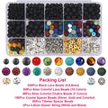 Chakra Beads Spacer Beads Kit Color Lava Rock Beads Stone with Volcanic Gemstone Crystal String Jewelry Making Chains Metal