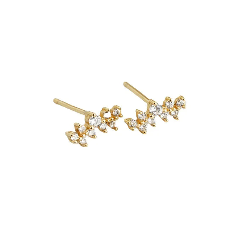 Elegant 925 Silver Stud Earrings Zircon Paved Gold Plated Sterling Silver Stud Earrings for Women