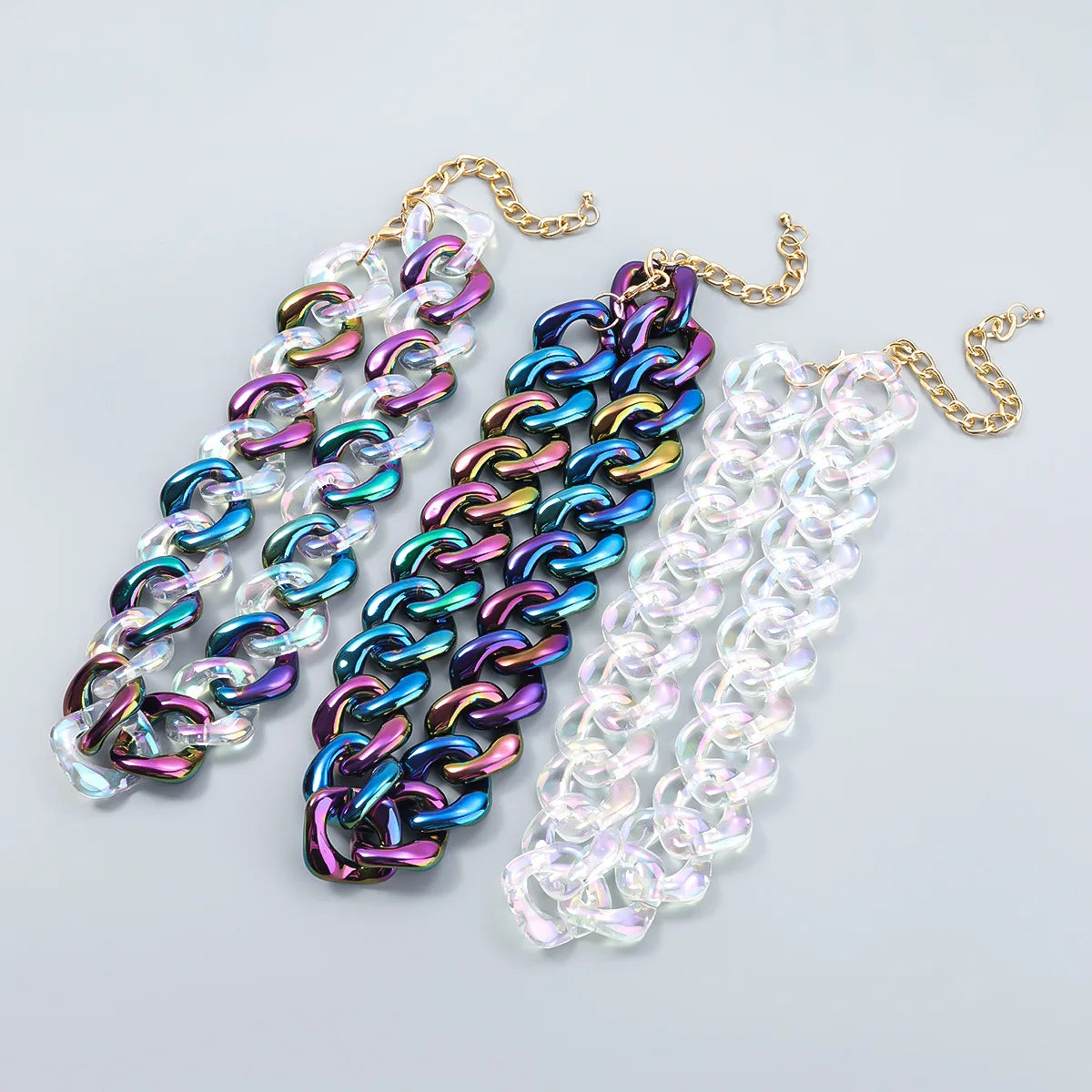 Fashion Exaggerate Square Resin Chunky Chain Necklace Personalized Hip Hop Punk Choker Necklace for Women