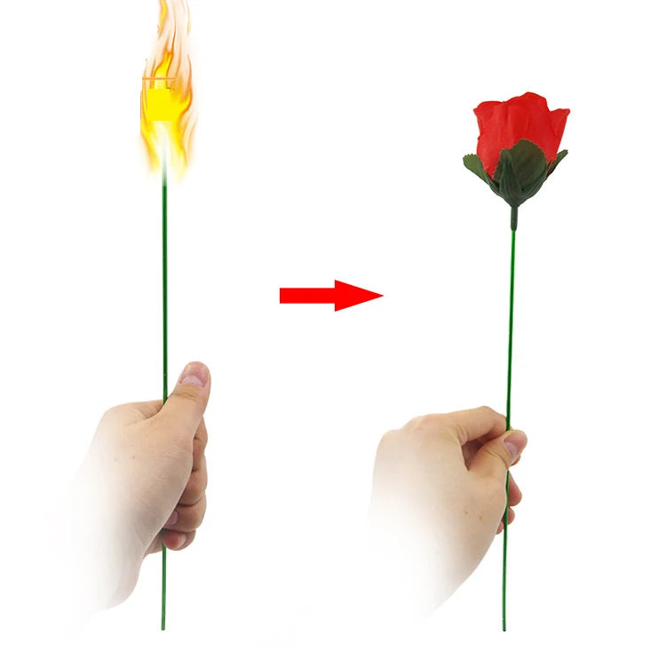 Fire Change to Rose Torch to Flower Stage Magic Valentine's Gift Easy to Do Magic Trick Props for Magician