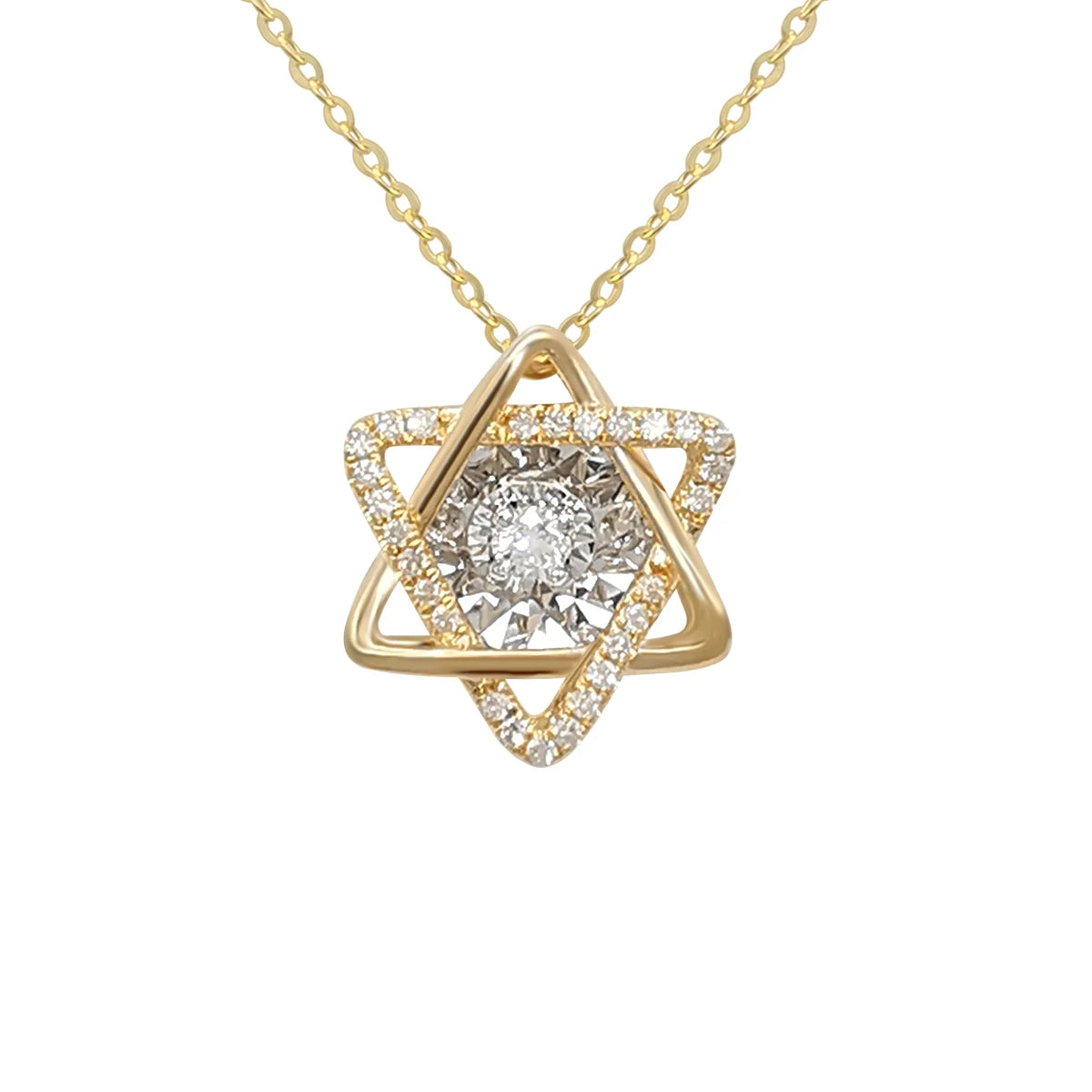 New Arrival Popular 18K Solid Gold with Natural Diamond Star Shape Pendant Necklace Women Jewelry Gift Party