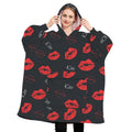 Factory Oversized Eco-Friendly Sherpa Fleece Wearable Blanket Woven Technique Two Big Pockets Hoodie for Adult Printed Design