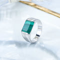 Abiding Malachite Gemstone Ring Classical Fashion Finger 925 Sterling Silver Jewelry Men Ring for Wedding
