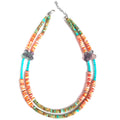 Genuine Heishi Turquoise and Spiny Oyster Necklace 925 sterling silver