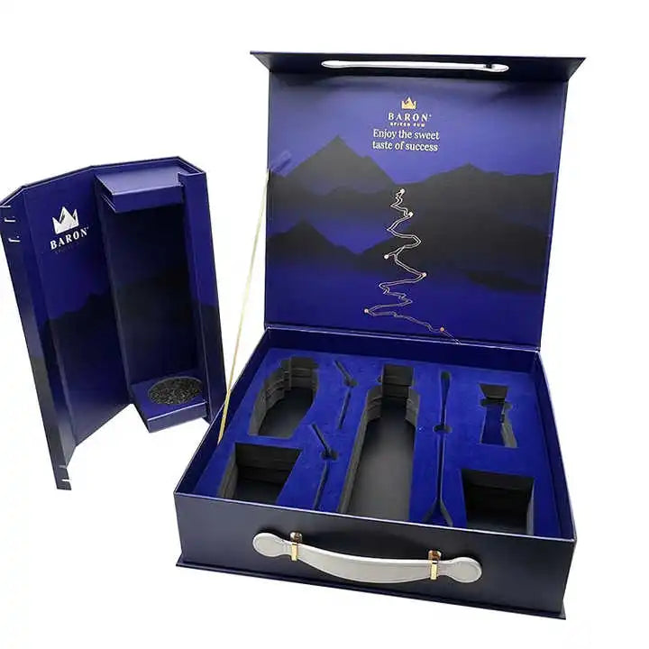 Exquisite Silk Lined Wine Box with Rose Gold Hot Stamping Suitable for champagne and Premium Spirits