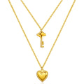 Heart and Key Layered Necklace Valentines Day Gift Love Paper Clip Link Waterproof Necklace for Her