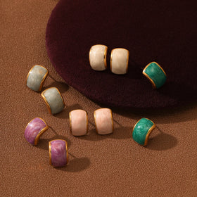 Fine Stainless Steel Jewelry Earrings Colored Enamel Pvd Plated Non Tarnish Waterproof Dripping Oil CC Earrings Jewelry