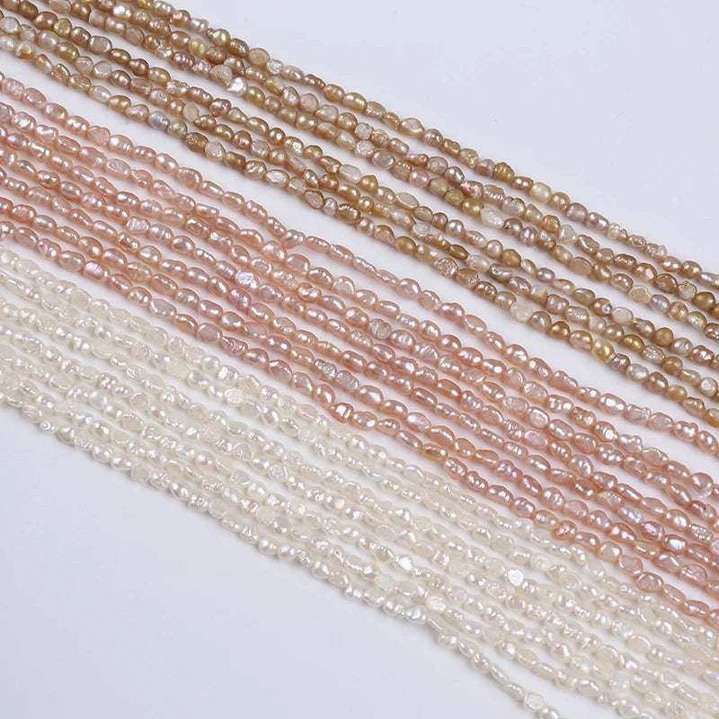 Wholesale 3-3.5mm Natural White Purple Gold Freshwater Pearl Beads Baroque Color Baroque Loose Pearls Strands