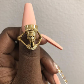 Vintage Nefertiti Goddess Ring Sliver Stainless Steel Queen Ring Couple Rings for Women Statement Egyptian Jewelry