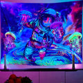 Mandala Glow in the Dark UV Reactive Cotton/Polyester Woven Washable Eco-Friendly Psychedelic Room Decor Tapestry