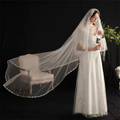 QUEENS GOWN French Retro Embroidered Edge Bridal Veil High Quality Flower With Beaded Wedding Veils