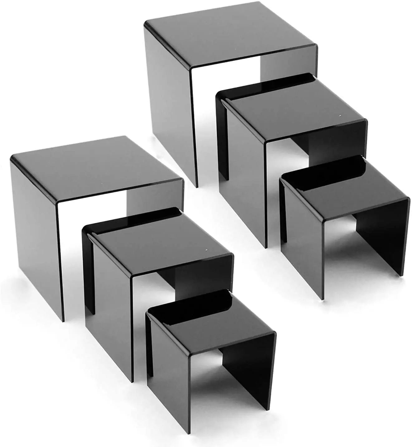 2 Set Acrylic Risers Display for  POP Figures Black Cake Stands for Candy Dessert Table Decorations 3"x4"x5"
