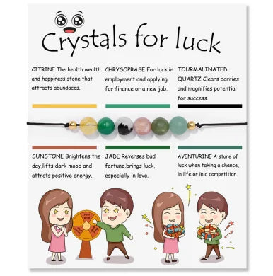 Natural Healing 8mm Crystal Stone Bead Hand Woven Bracelets for Party Luck Protection Jewelry Card Packing Trendy Gift Ideas