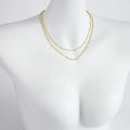 Elegant Gold Plated Double Layer Stainless Steel Beaded Necklace Simple Minimalist Style Fashionable Gift for Valentine's Day