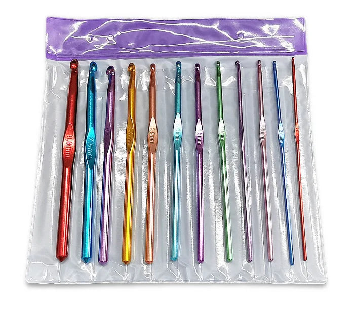 Charmkey 12pcs/set Colorful Aluminum Crochet Hook Set with PVC Bag Package