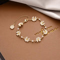 Simple Summer Women'S Flower Charm  7 Daisies Flower Pearl Painting Oil Adjustable