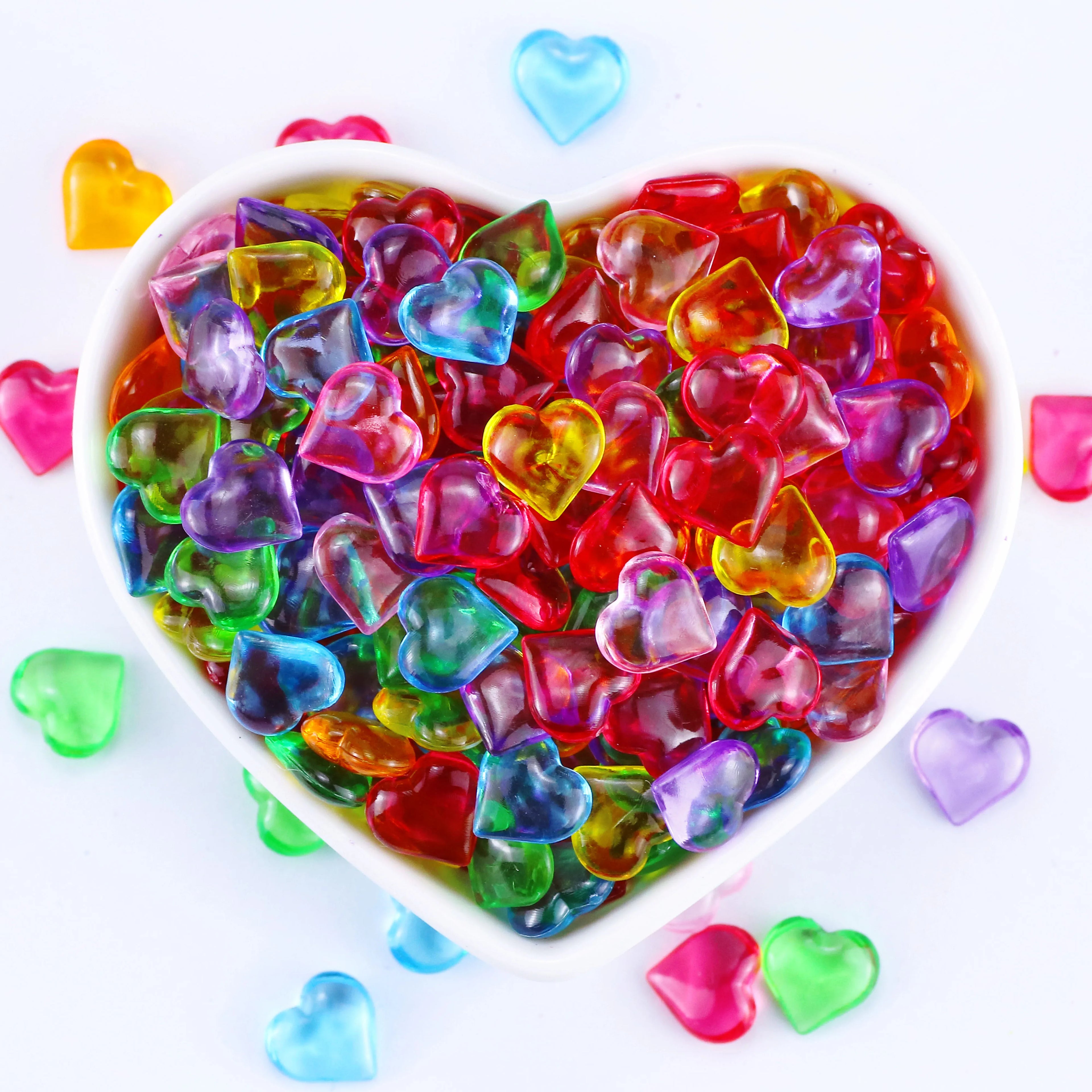 Heart Shaped Crystal Polymer Clay Slices for Slime Filler DIY Clay Crafts Keychain Decoration Nail Art