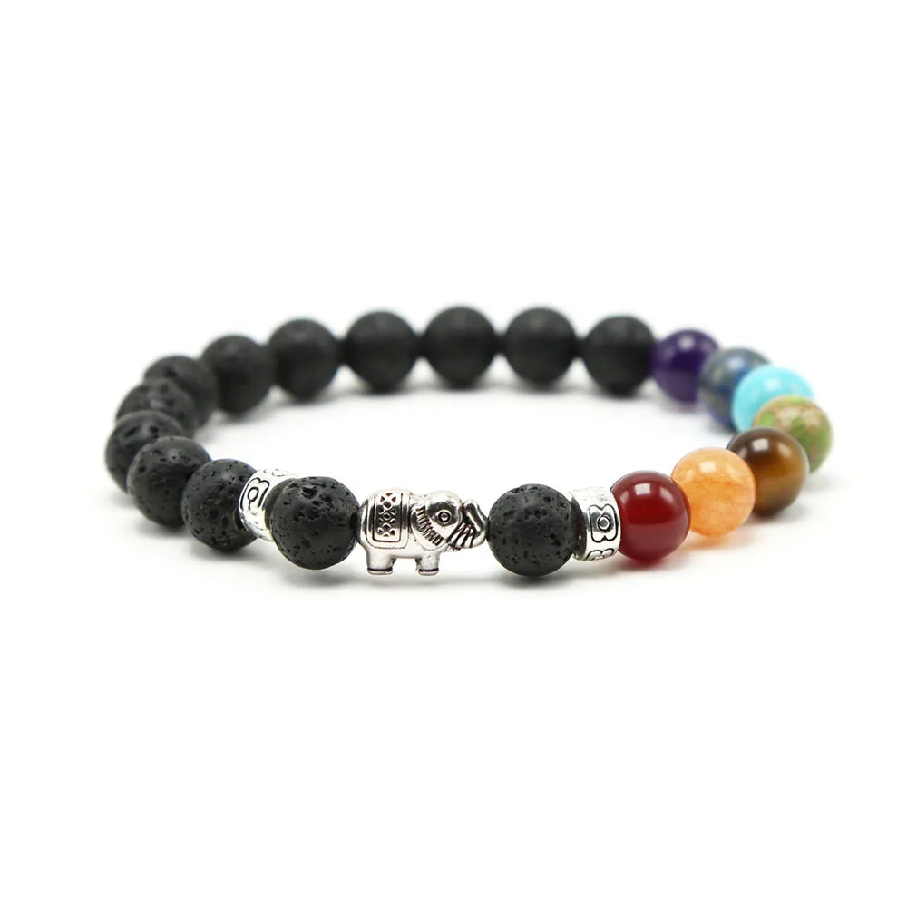 Natural Lava Stone Beaded Essential Oil Chakra Bracelets