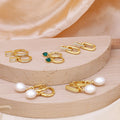 Hot Chunky Designer Huggie Hoop Statement 18K Gold Plated Geometric Earrings Women Set Jewelry With Zircon Agate Gemstone Pearl