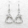 Sterling Silver 6*8mm Semi Mount Hook Earrings Empty Support Blank Claws Setting S925 Base Without Center Stone for DIY Inlay