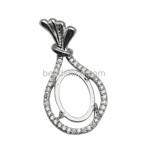 Beadsnice Fit Oval Gemstone 925 Sterling Silver Setting Pendant Charm Jewelry