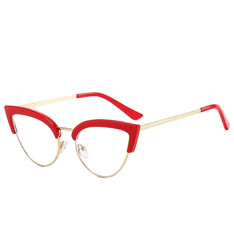 68024 WEIHE Trendy Cat Eye Metal Frames Cat Eye Spectacle Glasses Anti Blue Light Optical Frame Women Eyeglasses Wholesale