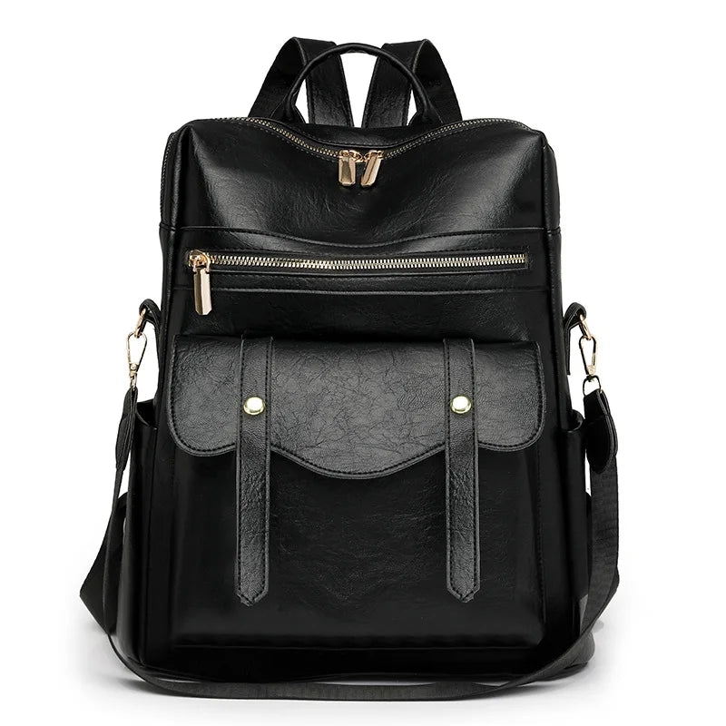 New Soft Leather School Bags for Teen Girls Large Capacity Travel Backpacks Fashion Leisure Women Backpacks