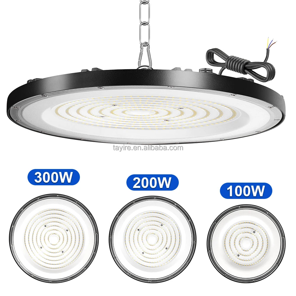UFO High Bay LED Light 100W 200W 300W Long-Life Energy Savings Highbay Lamp for Warehouse Industrial Factories Garages Stadium