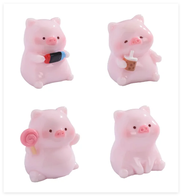 Flower Pots Planters Garden Aquarium Decoration Glowing Luminous Cartoon Farm Forest Animal Figure Toys Pig 3D Mini Figurine
