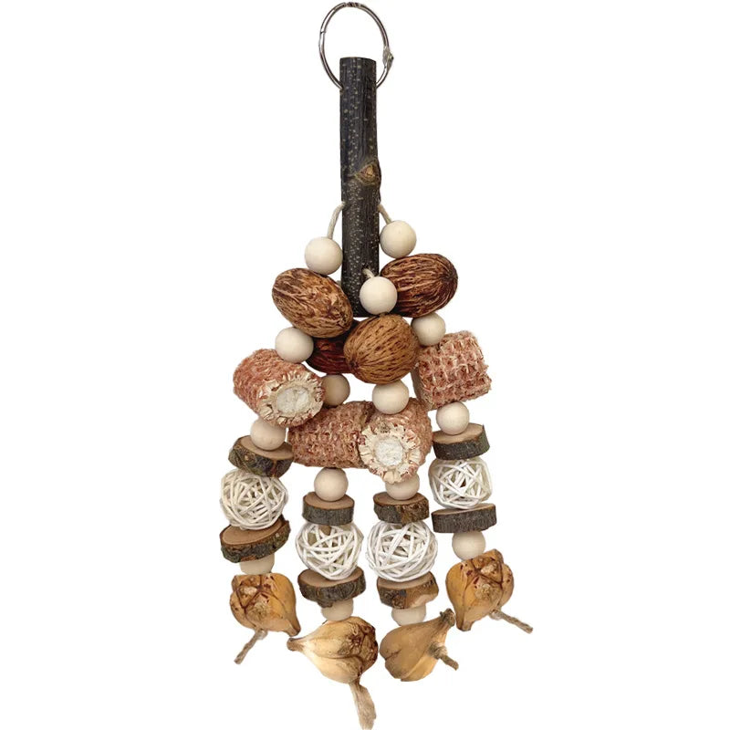 Eco-Friendly Daily Use Chew Toys for Pets Destructive Grinding Style Bird Toy Rope Vine Ball Wood Nut Corn Cob Packaged Bag for