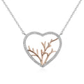 Poliva 925 Sterling Silver 2 Tone Necklaces Aaa Cubic Zirconia Heart Shape Necklace Tree of Life