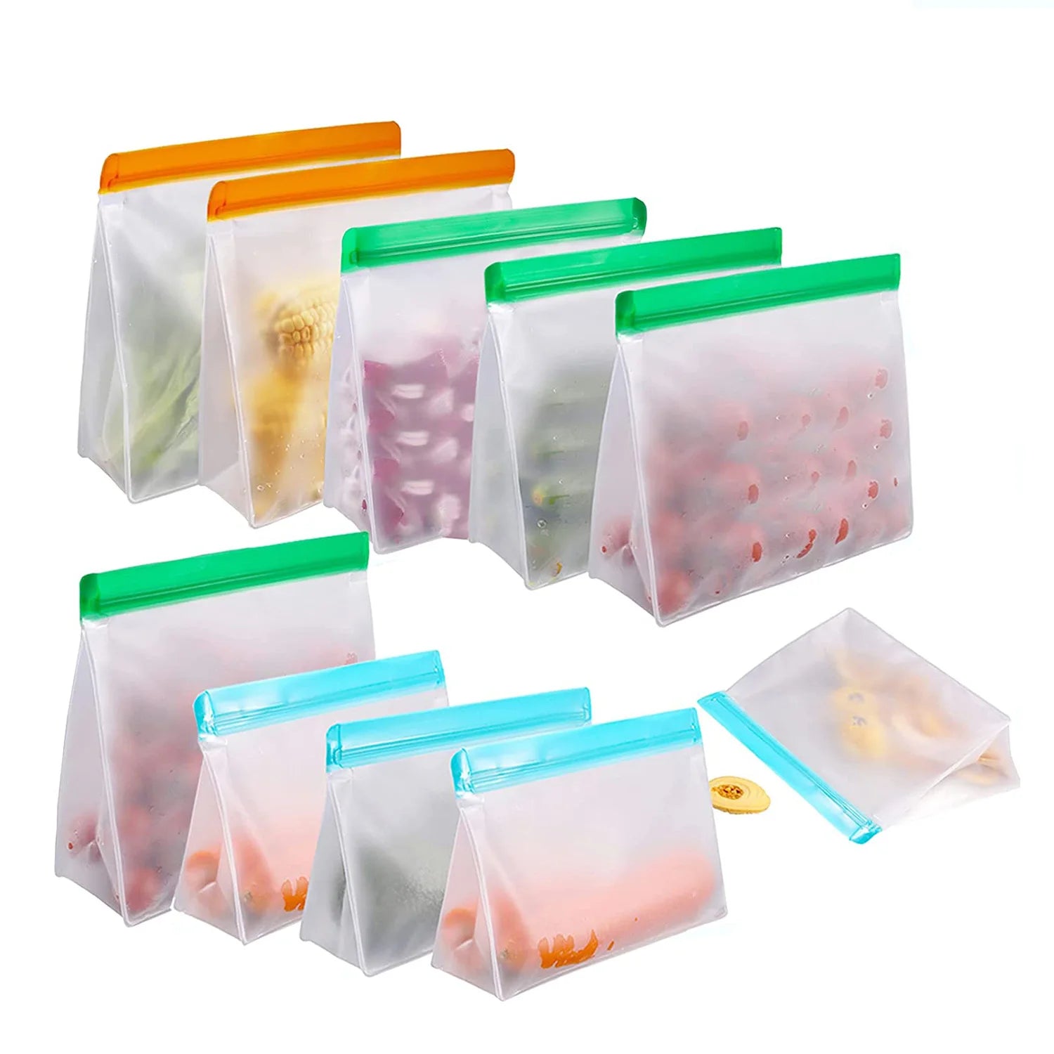 Extra Thick Peva Bag Dishwasher Safe BPA Free Plastic Food Packaging Leakproof Freezer Ziplock Reusable Food Storage Bags